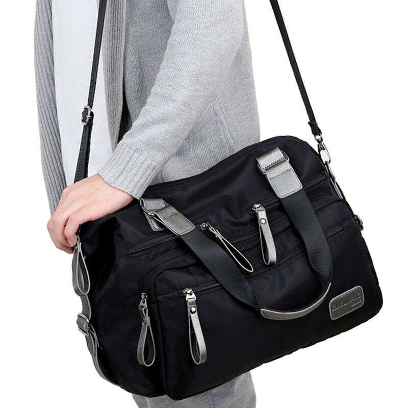 防尼龍男士單肩包大容量斜挎包旅行包手提包牛津布帆布大包 藍(lán)色